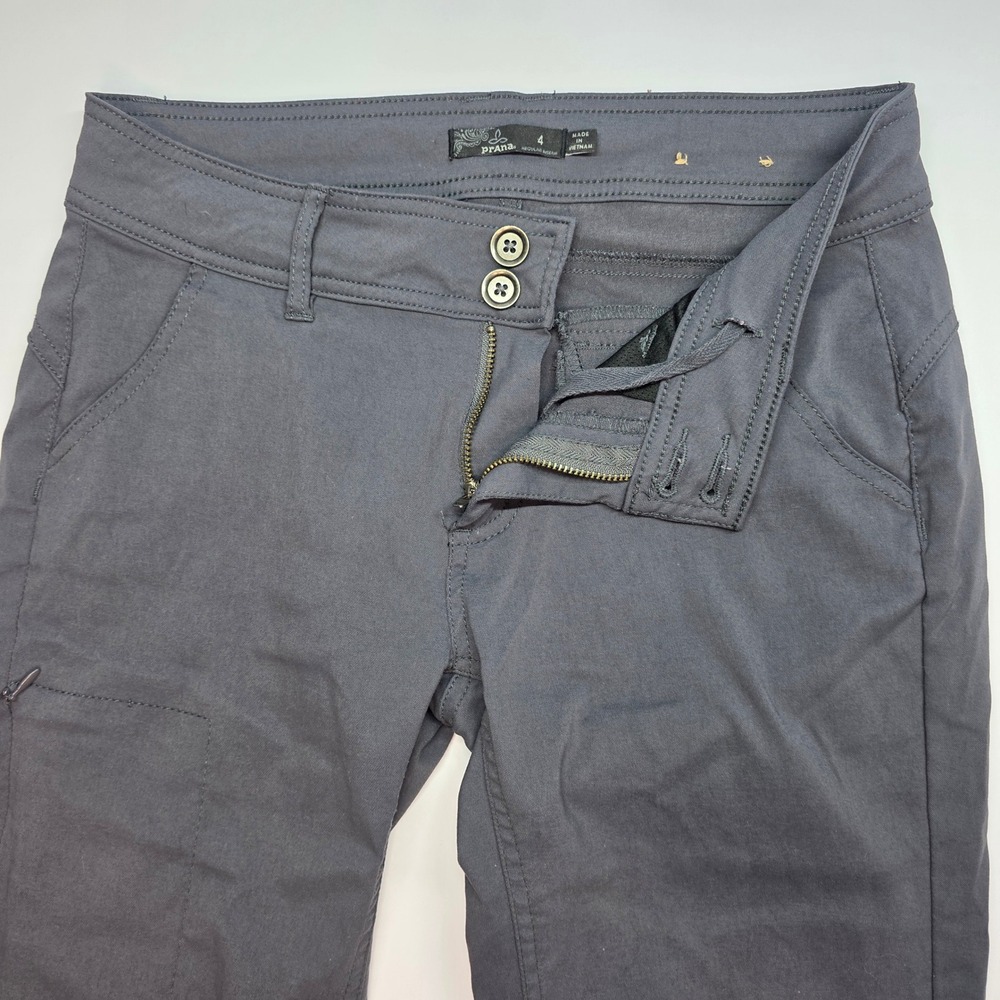Prana Halle Hiking Pants Charcoal Grey Roll Up Capri Zion Stretch Womens 4 Reg
